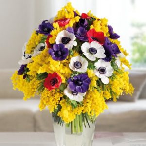 Bouquet Mimosa e anemoni